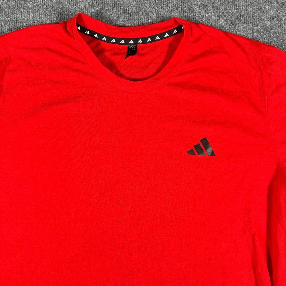 Adidas T-Shirt Mens Size XL Red Aeroready Athletic Short Sleeve Logo Sport Gym